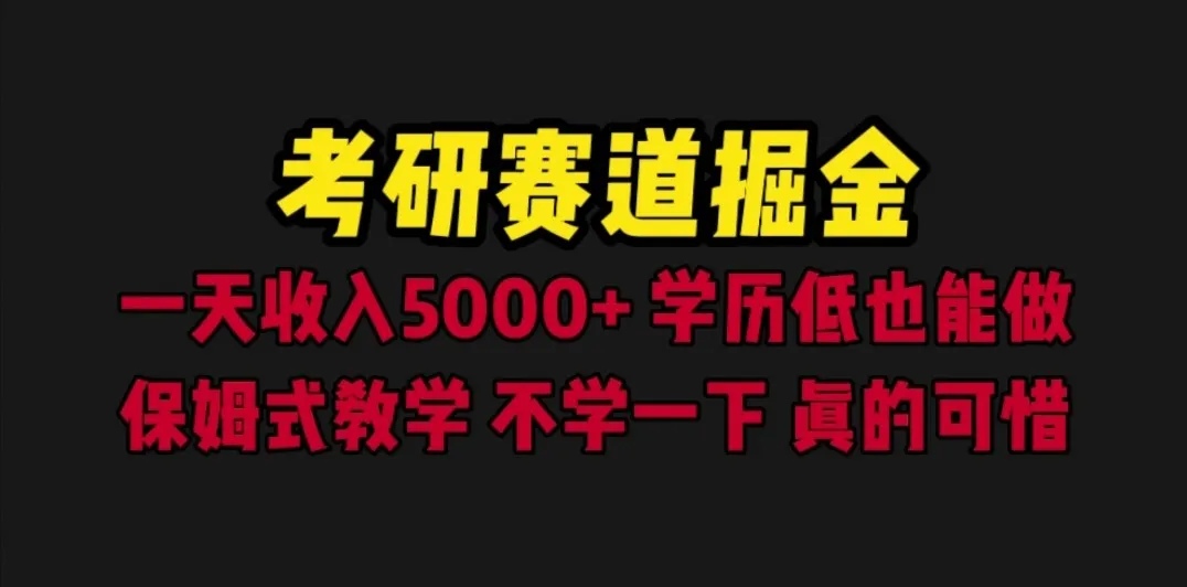 《考研赛道掘金》：打开学历低也能成功的大门，一天更多收入，保姆式教学带你飞-网赚项目