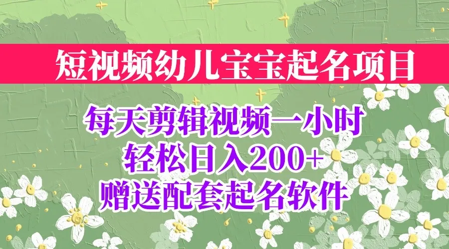 幼儿宝宝短视频命名方案：全程指导，精准实操，附赠实用软件！-网赚项目