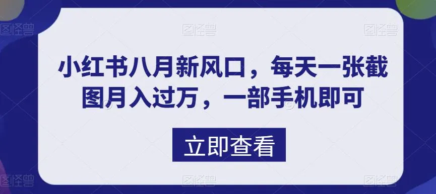 新风口揭秘：8月小红书虚拟项目日增暴增，实战分享-网赚项目