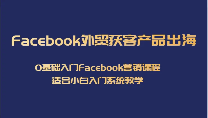 掌握Facebook营销利器：0基础入门Facebook广告课程详解-网赚项目