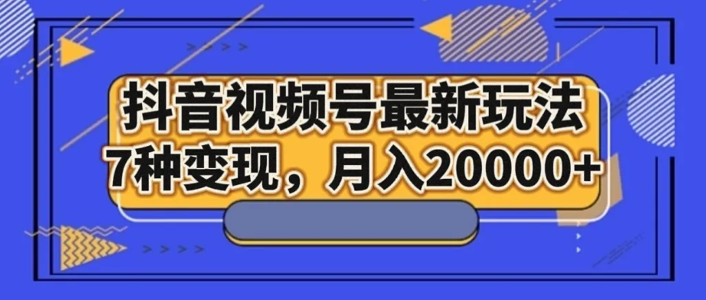 抖音视频号赚钱新趋势：7种变现方式解析，月收入更多 实操指南-网赚项目