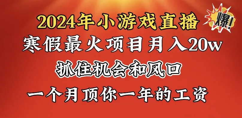 2024年寒假必玩：小游戏直播创业指南，月收入更多 等你来挑战！-网赚项目