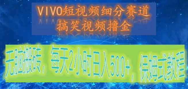 VIVO短视频赚钱攻略：搞笑视频细分赛道，每天更多增收保姆式教程-网赚项目