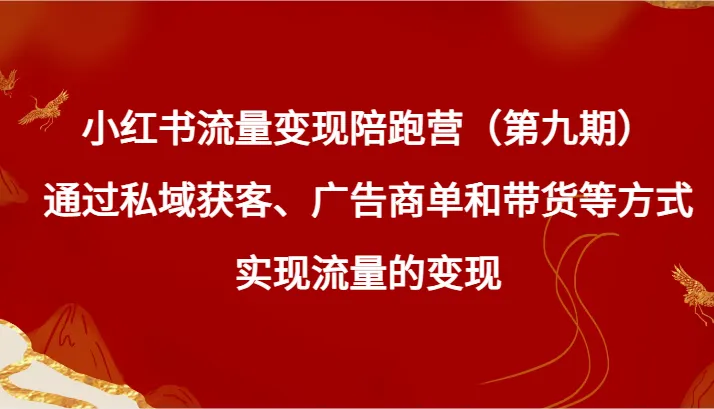 掌握小红书流量变现技巧：私域获客、广告商单、带货多管齐下！-网赚项目