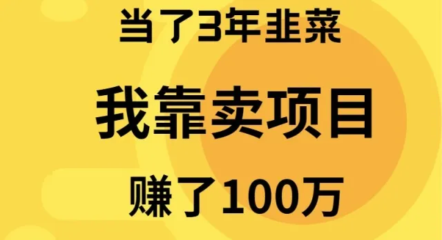 当了3年韭菜，我靠卖项目赚了100万-网赚项目