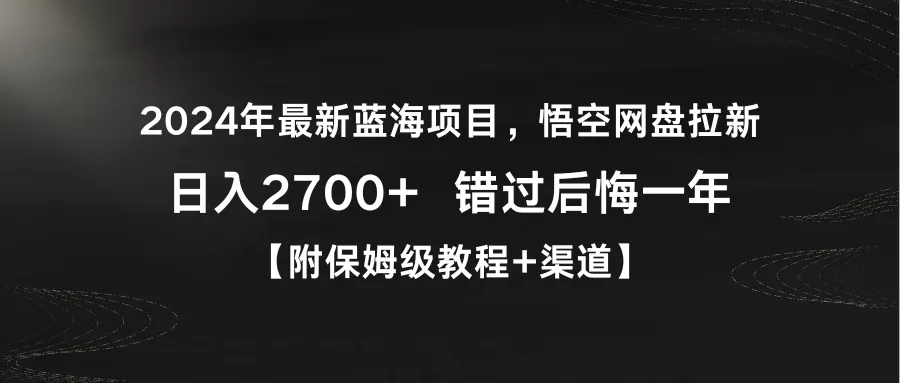 2024年最新蓝海项目，网盘拉新，日收入不断攀升 错过后悔一年【附保姆级教程 渠道】-网赚项目