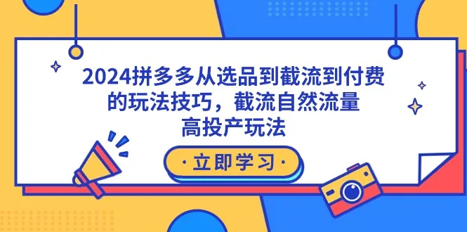 2024拼多多从选品到截流到付费的玩法技巧，截流自然流量玩法，高投产玩法-网赚项目