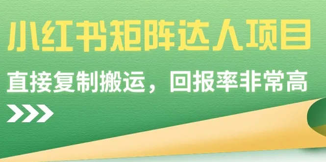 小红书矩阵达人项目，直接复制搬运，回报率非常高-网赚项目