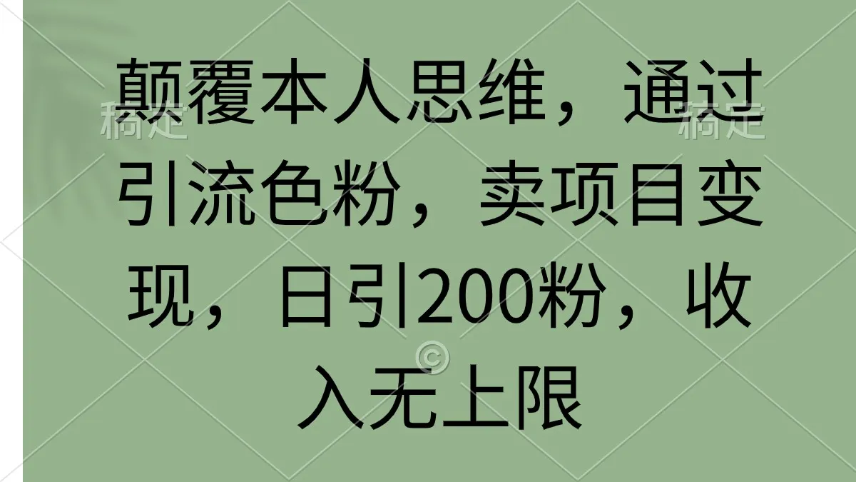 颠覆思维：从色粉引流到项目变现，一步到位的赚钱方法！-网赚项目