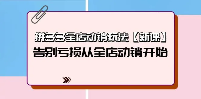 精通拼多多全店动销，实现利润最大化-网赚项目