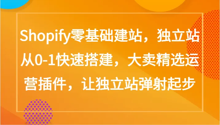 Shopify零基础建站教程：手把手带你从0-1搭建独立站，揭秘大卖精选运营插件-网赚项目