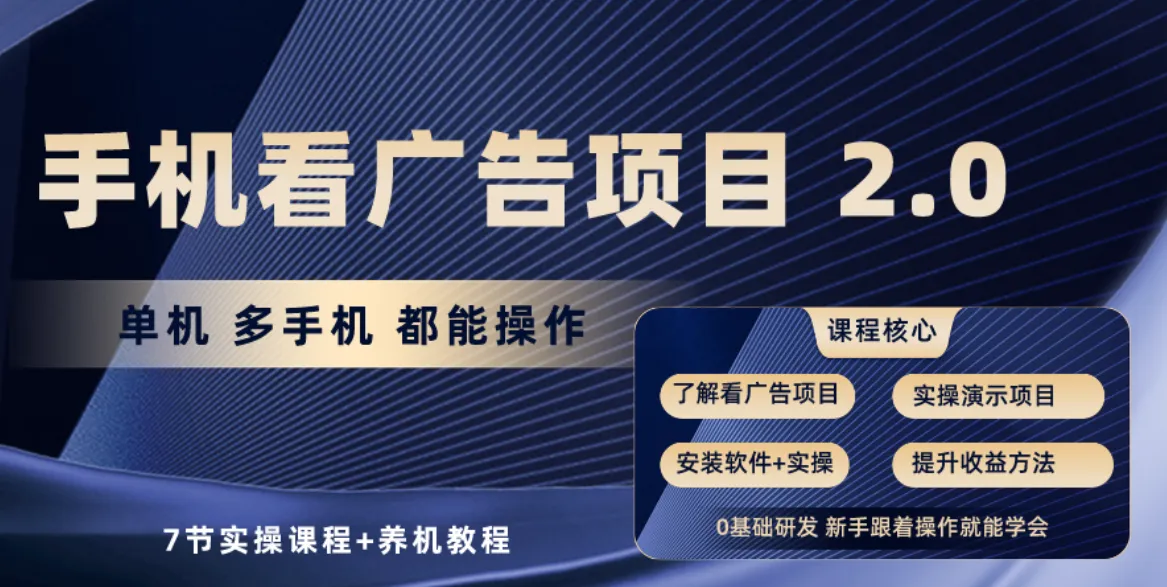 探索手机看广告项目2.0：提现秒到账，灵活操作，稳健收益-网赚项目