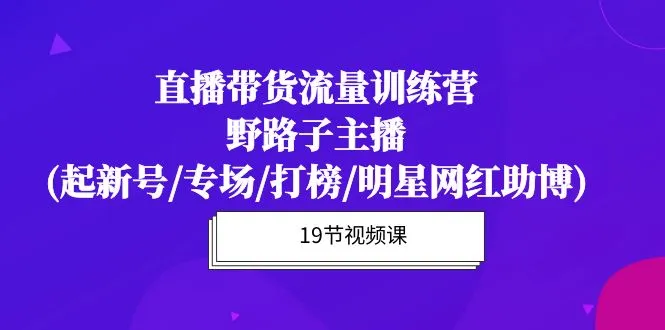 直播带货流量特训营：打破主播困境，掌握赚钱秘籍！-网赚项目