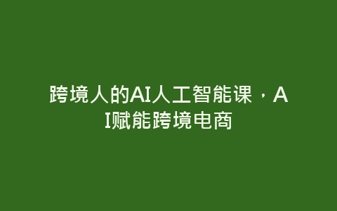 跨境人的AI人工智能课，AI赋能跨境电商-网赚项目