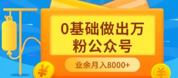 打造万粉公众号的秘籍：从0基础到月入增多，业余时间也能成为公众号达人！-网赚项目