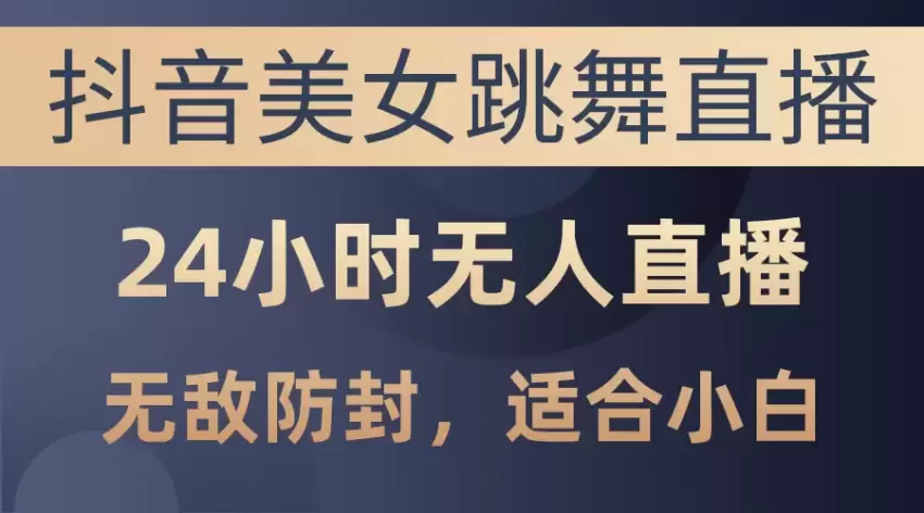 抖音美女跳舞直播，日入增多，24小时无人直播，无敌防封技术，小白最…-网赚项目