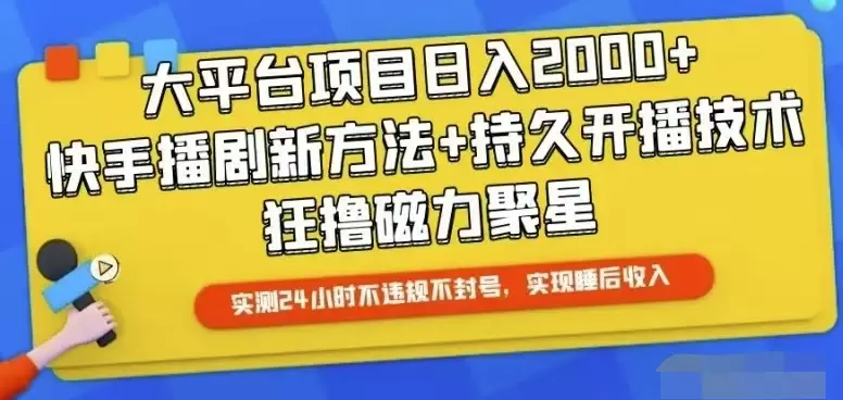 快手24小时无人直播，真正实现睡后收益-网赚项目