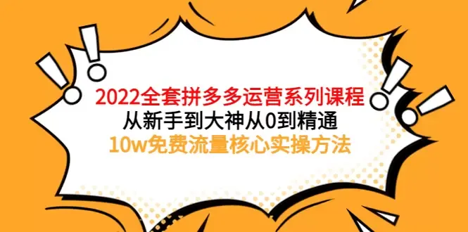 拼多多运营课程大揭秘：10W流量核心实操，从小白到高手的进阶指南-网赚项目