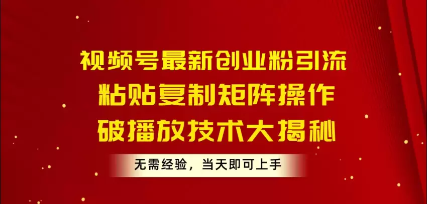 视频号创业引流：无经验轻松操作，高效吸粉策略大揭秘-网赚项目