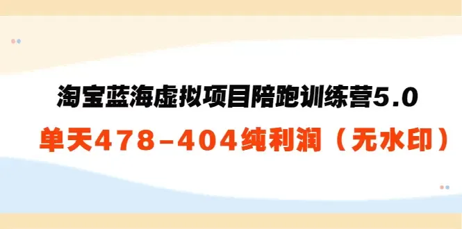 探索淘宝蓝海：虚拟项目陪跑训练营5.0-网赚项目