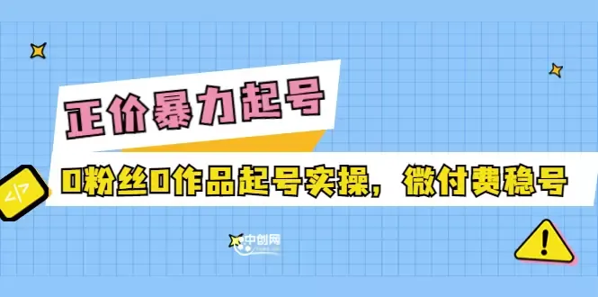 微付费起号实操：0粉丝0作品起号实操，快速稳定抖音号生态。-网赚项目