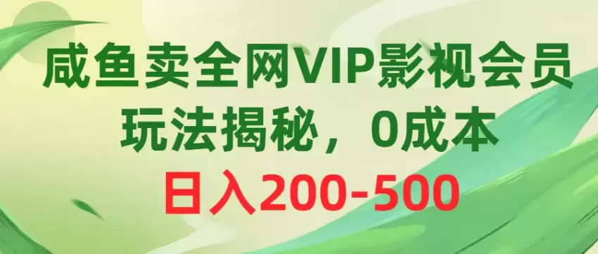 咸鱼卖全网VIP影视会员，玩法揭秘，0成本日入增多-网赚项目