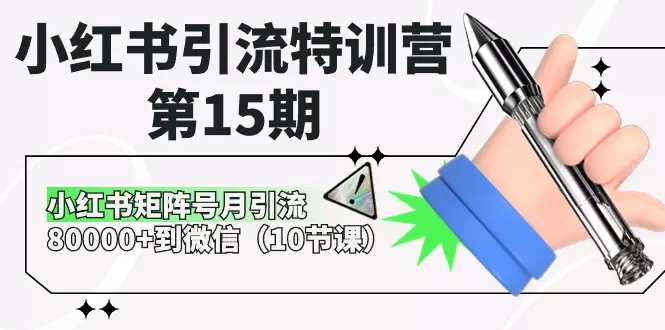 小红书引流特训营第15期，小红书矩阵号月引流80000 到微信-网赚项目