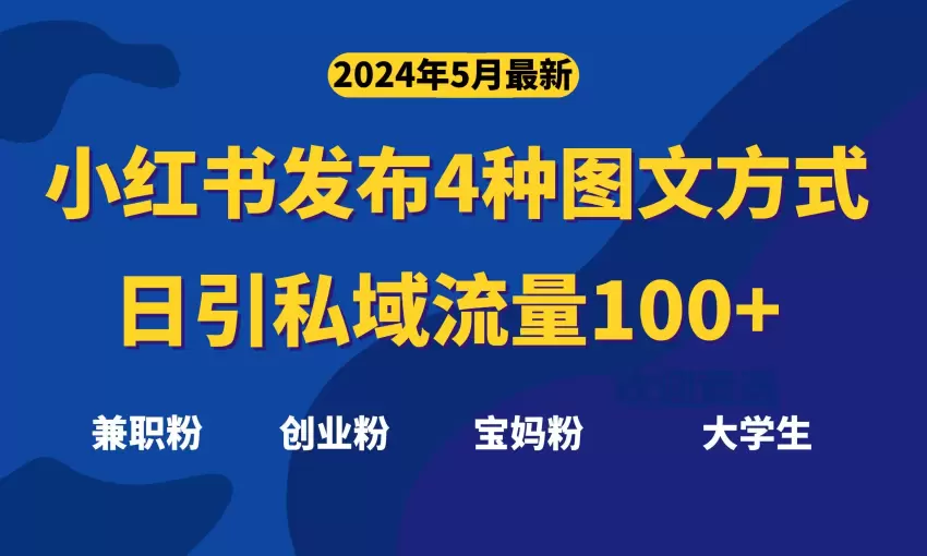 最新小红书发布这四种图文，日引私域流量100 不成问题，-网赚项目