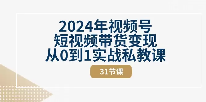 2024年玩转视频号短视频带货：从零基础到专业运营的实战技巧-网赚项目