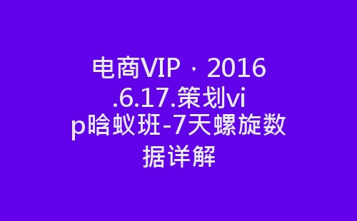 电商VIP，2016.6.17.策划vip晗蚁班-7天螺旋数据详解-网赚项目