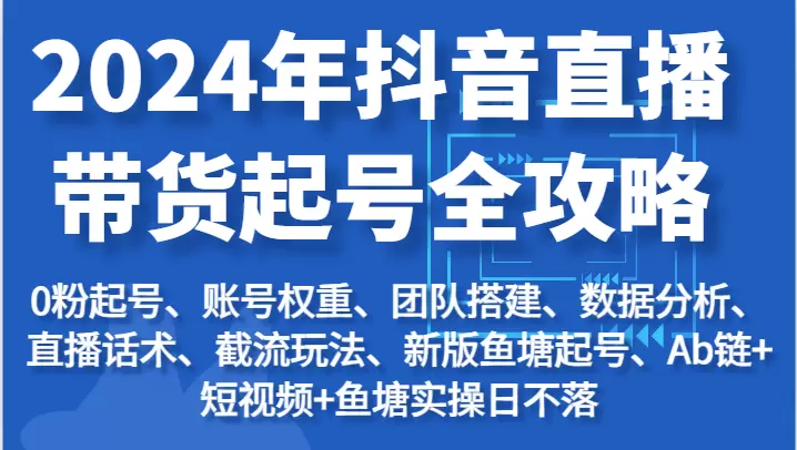 抖音直播带货全攻略：从0粉起号到团队搭建-网赚项目