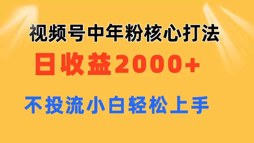 如何轻松玩转视频号，快速提升中年粉丝活跃度-网赚项目