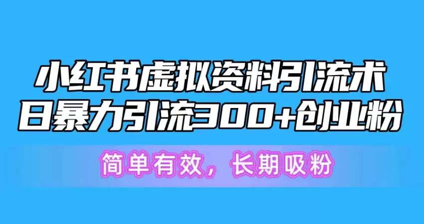 小红书引流术：如何利用虚拟资料高效吸粉-网赚项目