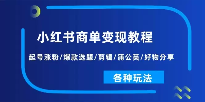 小红书运营指南：起号涨粉到蒲公英广告全攻略-网赚项目