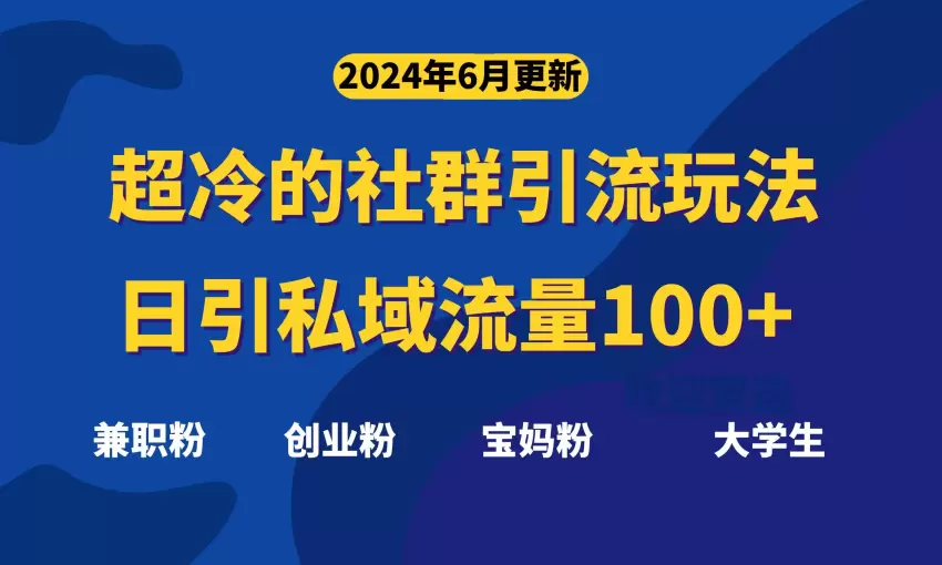 掌握冷门社群引流技巧，让精准粉丝轻松上百！-网赚项目