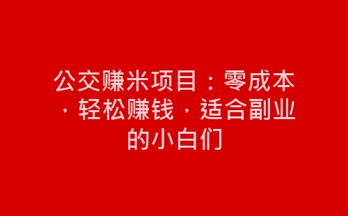 公交赚米项目：零成本，轻松赚钱，适合副业的小白们-网赚项目