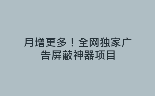 月增更多！全网独家广告屏蔽神器项目-网赚项目