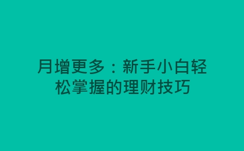 月增更多：新手小白轻松掌握的理财技巧-网赚项目