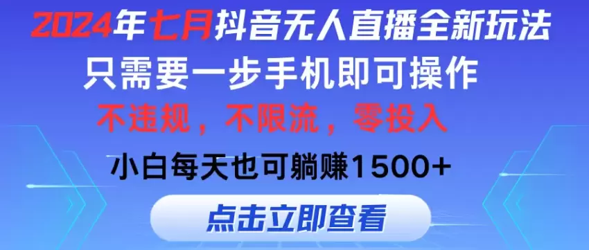 2024年全新抖音无人的直播攻略：只需一部手机，轻松打造高效直播间-网赚项目