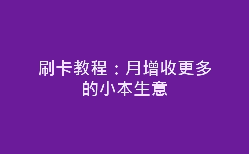 刷卡教程：月增收更多的小本生意-网赚项目