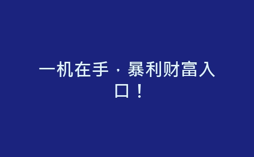 一机在手，暴利财富入口！-网赚项目