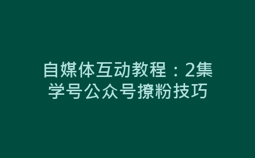 自媒体互动教程：2集学号公众号撩粉技巧-网赚项目