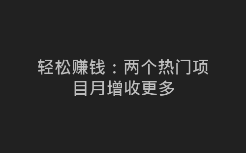 轻松赚钱：两个热门项目月增收更多-网赚项目