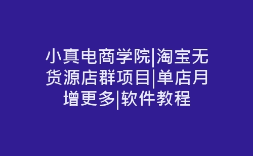 小真电商学院|淘宝无货源店群项目|单店月增更多|软件教程-网赚项目