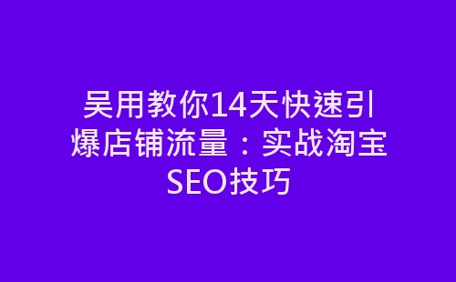 吴用教你14天快速引爆店铺流量：实战淘宝SEO技巧-网赚项目