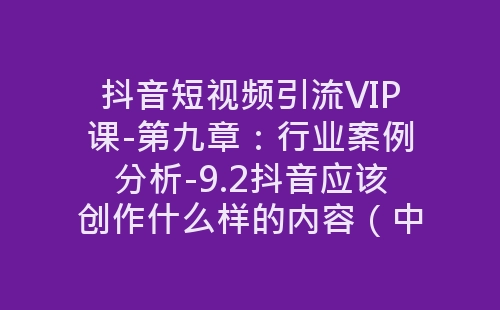 抖音短视频引流VIP课-第九章：行业案例分析-9.2抖音应该创作什么样的内容（中：服饰-网赚项目