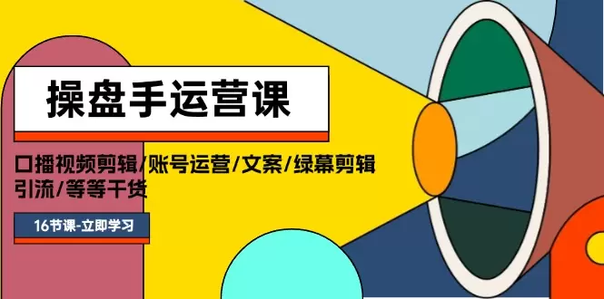 操盘手运营课程：口播视频剪辑/账号运营/文案/绿幕剪辑/引流/干货/16节-网赚项目