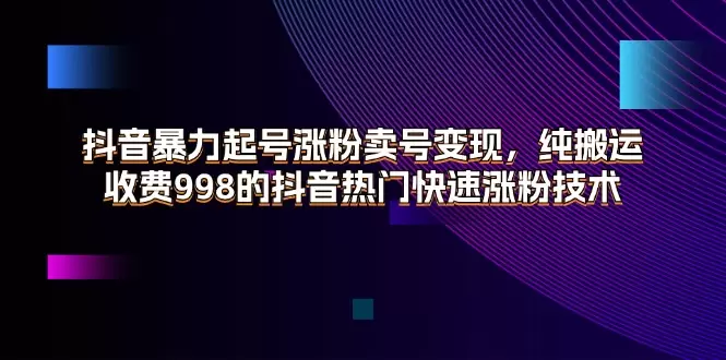 抖音快速涨粉秘籍：搬运视频也能火-网赚项目