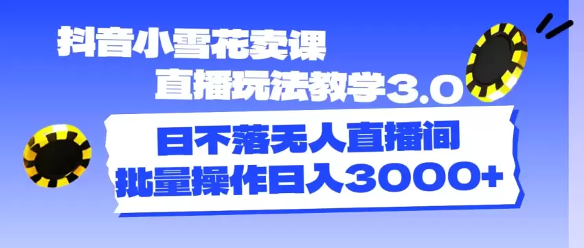 抖音无人的直播玩法：小雪花卖课直播操作详解-网赚项目