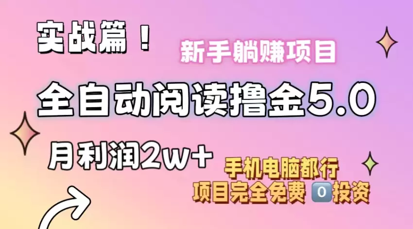 《全自动阅读撸收益》项目实操指南：简单易懂，零门槛小白快速上手-网赚项目